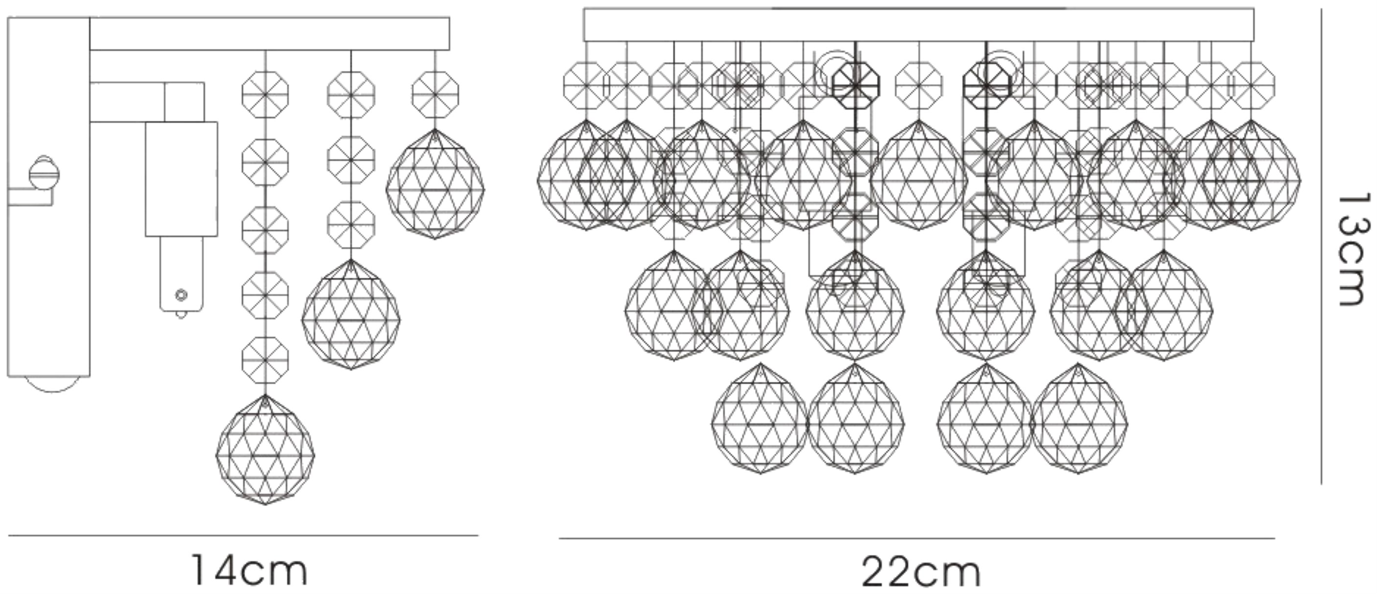 Atla French Gold Crystal Wall Lights Diyas Flush Crystal Wall Lights